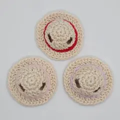 【麦わら帽子3点セットI】5cmの小型ドール　ハンドメイド　かぎ針編み
