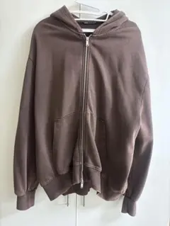ブラウン オーバーサイズ フルジップパーカー