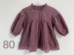 petit main コーデュロイ　ワンピース フリル 80 綿　ピンク