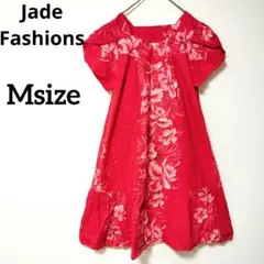 Jade Fashions ピンク ワンピースムームー 【M】ハイビスカス