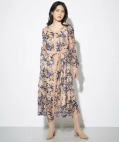 美品 グレースコンチネンタル シノワズリワンピース 36 花柄 フラワー