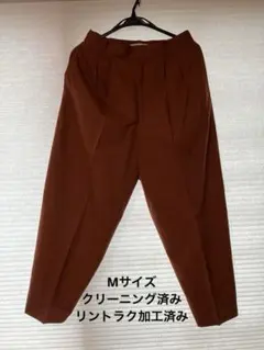 ユニクロ コントワーデコトニエ リネンブレンドバレルレッグパンツ M オレンジ