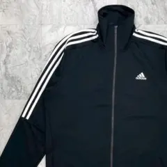 ⭐︎バイカラー⭐︎  アディダス　トラックジャケット　パフォーマンスロゴ adidas トラックジャケット 黒紺バイカラー 刺繍ロゴ 美品 メンズL