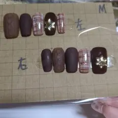 ブラウン系 ネイルチップ Mサイズ