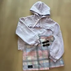 JENNI フリル付きフード160cmとチェック柄スカート150cm