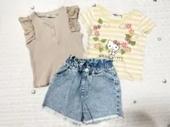 バースデイ トップス Tシャツ ノースリーブ ショート パンツ デニム フリル