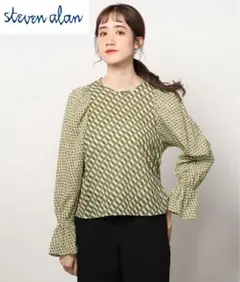 <Steven Alan＞ドッキング ボリュームスリーブ 長袖ブラウス　グリーンのサムネイル