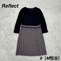 美品Reflectリフレクトドッキングチェック ネイビーツイードワンピース