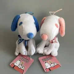 スヌーピー SNOOPY PEANUTS お座り ぬいぐるみ 水色&ピンク　２点