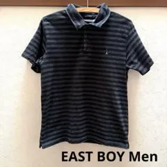 EAST BOY Men 半袖　ポロシャツ　ボーダー　黒　ブラックのサムネイル
