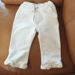 プティマイン　ホワイトフリル裾パンツ