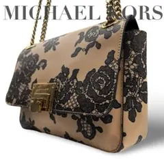 【美品】マイケルコース　チェーンショルダーバッグ　花柄　PVC ガンチーニ　金具