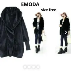 EMODA 黒 フード付きドルマンコート　F