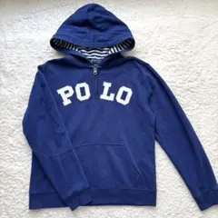 ポロ ラルフローレン ハーフジップパーカー ロゴ ネイビーブルー L