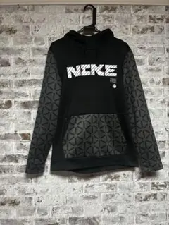 NIKE 総柄ロゴ プルオーバーパーカー 黒 M