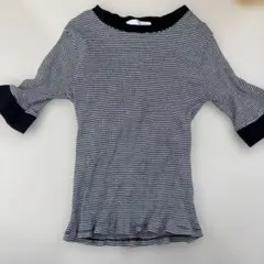 SENSE OF PLACE 五分袖Tシャツ ブラック・ホワイトストライプ