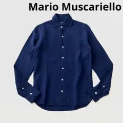 現行 XL マリオムスカリエッロ スタンドカラー リネンシャツ 黒 麻100