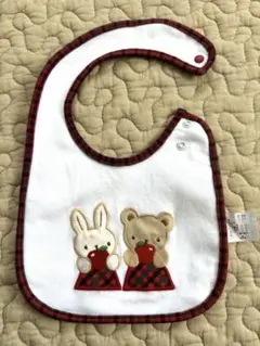 【美品】familiar スタイ・よだれかけ ウサギとクマ刺繍