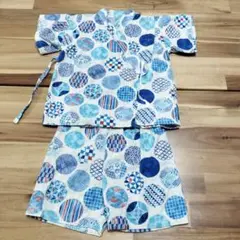 甚平 青系円形模様 100cm