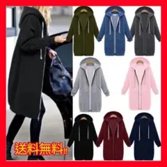 ロングパーカー　カーディガン　黒　ブラック　レディース　ビックサイズ　秋冬