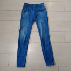 裏起毛 ストレッチ  デニム風 プリント レギンス  S〜M