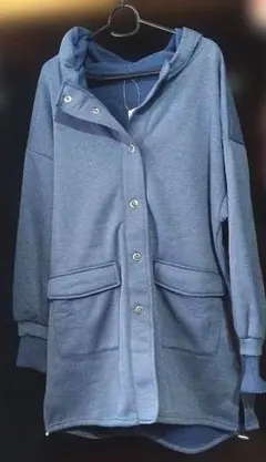 ネイビー 裏起毛　パーカー付きジャケット