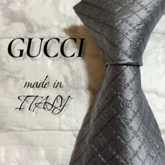 GUCCI グッチ ネクタイ シルバーグレー GG柄 ダイヤチェック 総柄 高級