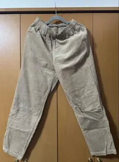 ベージュ コーデュロイ ウエストゴム パンツ