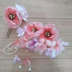 Charmant　シャルマン　ピンク 花飾り かんざし　2点セット
