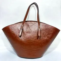 ZARA リアルレザー トートバッグ ブラウン 2way ショルダーバッグ 扇形