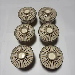 ストライプ模様 蓋つきお椀 6個セット