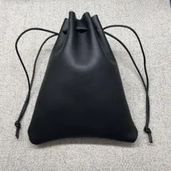 本革（牛革）ミニ巾着　②ブラック　レザークラフト ハンドメイド