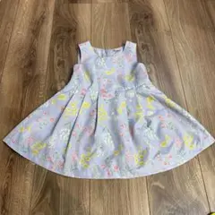 petit main 花柄ノースリーブワンピース グレー/90cm