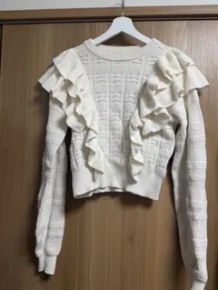 MOUSSY フリルニット ホワイト