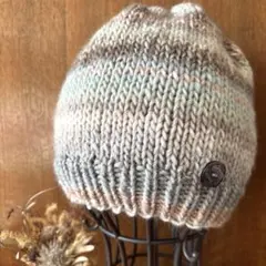 ♧手編み♧ウールの手編みのニット帽 No.123