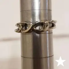 クロスデザインのシルバーカラーリング 約8号 昭和レトロ アンティーク調 鎖