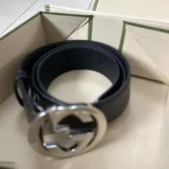 【美品】Gucci ブラックレザー ダブルGロゴ ベルト