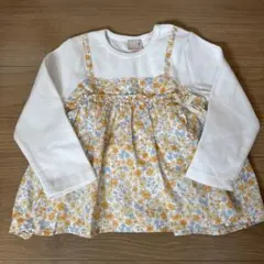 プティマイン　花柄キャミソール付きデザイン長袖トップス