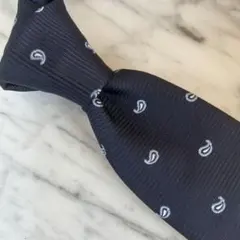 【新品シルク】ネイビー×ブルー×白ペイズリー