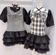 evelyn ビックリボンティアードOP 店舗限定 evelyn 原宿店限定 ビッグリボンティアードOP 千鳥 - メルカリ