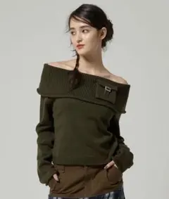 tinajojunポケット付きオフショルニット