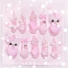 ネイルチップ 量産型 地雷系 平成女児 スカルプ 付け爪 ピンク バレンタイン