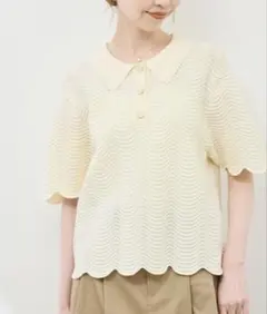 ROPÉ PICNIC 半袖ポロニット 38 アイボリー