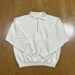6 roku ホワイト ジップアップポロカラー