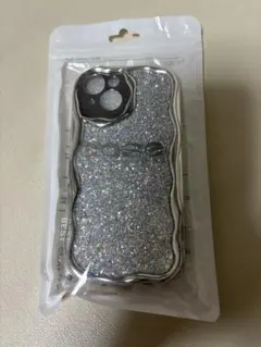 iPhone15ケース シルバー キラキラ ラメ カバー