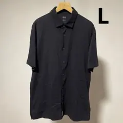 ユニクロ エアリズムコットンフルオープンポロシャツ　ブラック　Lサイズ