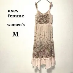 アクシーズファム ワンピース M ピンク 花柄 フリル キャミワンピ フェミニン