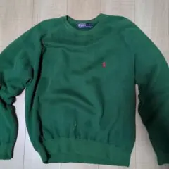 Polo Ralph Lauren 90s グリーン スウェットVガゼ　ラグラン