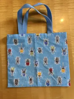 昆虫 レッスンバッグ ハンドメイド 図書バッグ 入園入学　水色