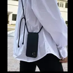 iphone15 Pro MAX スマホケース ブラック ショルダーストラップ